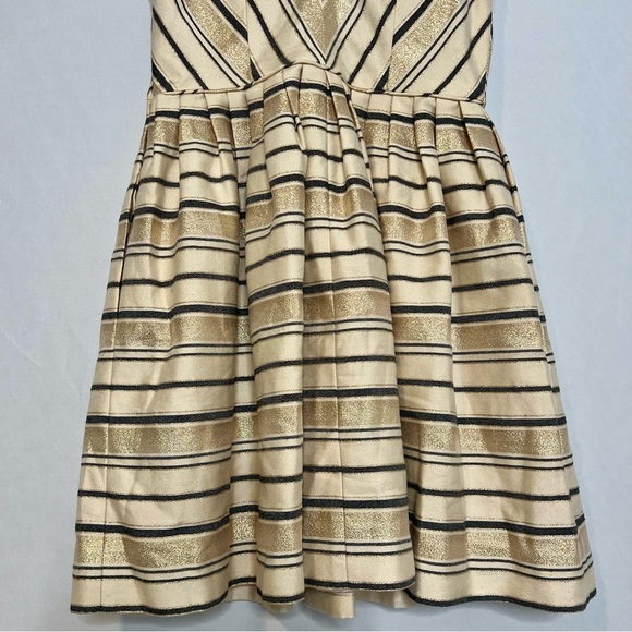 J. Crew Metallic Striped Fit & Flare Deep V-Neck Cocktail Dress. Size 4. - Picture 7 of 12